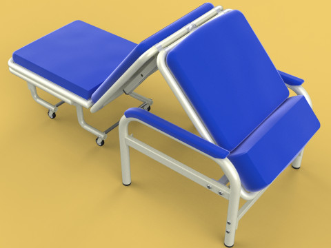 FOLDING ATTENDANT CHAIR TRANSFUSION WAITING BLOOD DONOR CUM BED 3D 모델