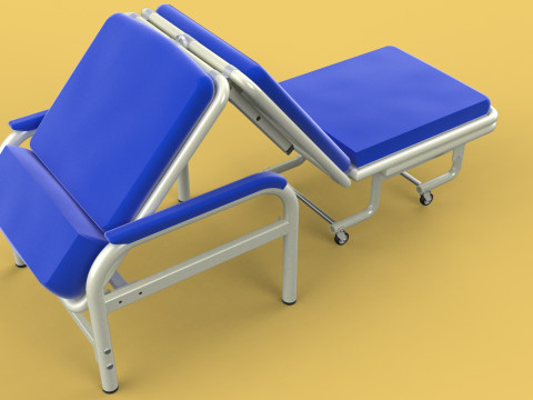 FOLDING ATTENDANT CHAIR TRANSFUSION WAITING BLOOD DONOR CUM BED 3D 모델