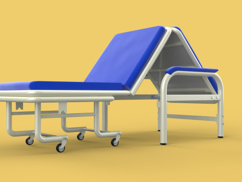 FOLDING ATTENDANT CHAIR TRANSFUSION WAITING BLOOD DONOR CUM BED 3D 모델