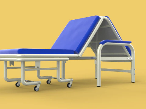 FOLDING ATTENDANT CHAIR TRANSFUSION WAITING BLOOD DONOR CUM BED 3D Model