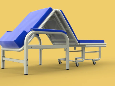 FOLDING ATTENDANT CHAIR TRANSFUSION WAITING BLOOD DONOR CUM BED 3D Model