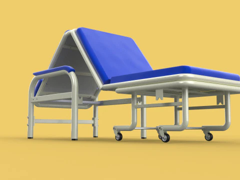 FOLDING ATTENDANT CHAIR TRANSFUSION WAITING BLOOD DONOR CUM BED 3D Model