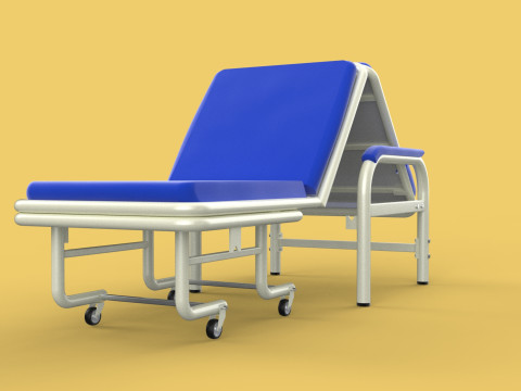 FOLDING ATTENDANT CHAIR TRANSFUSION WAITING BLOOD DONOR CUM BED 3D 모델