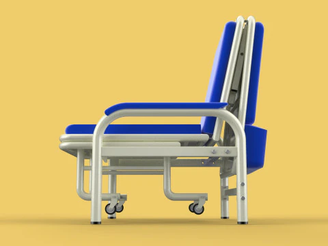 FOLDING ATTENDANT CHAIR TRANSFUSION WAITING BLOOD DONOR CUM BED 3D Model