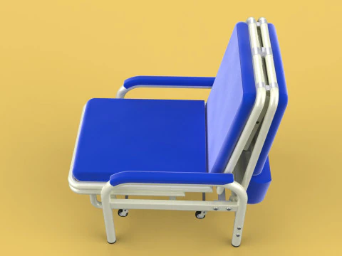 FOLDING ATTENDANT CHAIR TRANSFUSION WAITING BLOOD DONOR CUM BED 3D Model