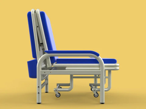 FOLDING ATTENDANT CHAIR TRANSFUSION WAITING BLOOD DONOR CUM BED 3D Model