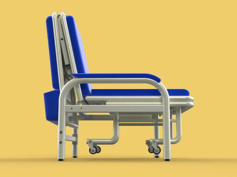 FOLDING ATTENDANT CHAIR TRANSFUSION WAITING BLOOD DONOR CUM BED 3D Model