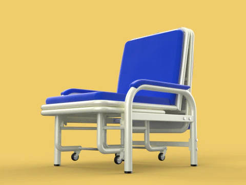 FOLDING ATTENDANT CHAIR TRANSFUSION WAITING BLOOD DONOR CUM BED 3D Model