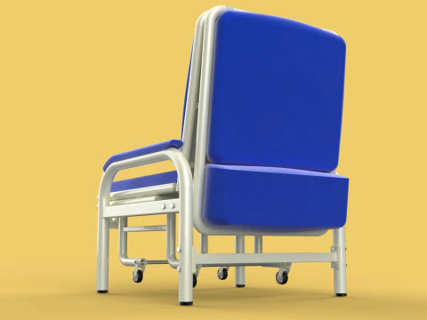 FOLDING ATTENDANT CHAIR TRANSFUSION WAITING BLOOD DONOR CUM BED 3D Model