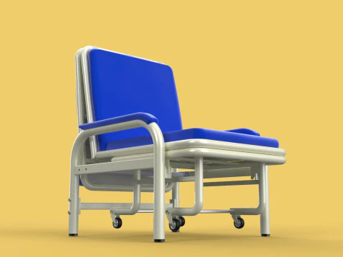 FOLDING ATTENDANT CHAIR TRANSFUSION WAITING BLOOD DONOR CUM BED 3D Model