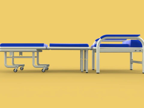 FOLDING ATTENDANT CHAIR TRANSFUSION WAITING BLOOD DONOR CUM BED 3D Model