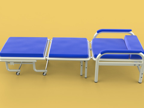 FOLDING ATTENDANT CHAIR TRANSFUSION WAITING BLOOD DONOR CUM BED 3D 모델