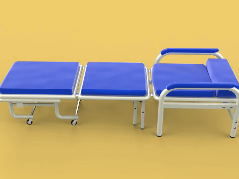 FOLDING ATTENDANT CHAIR TRANSFUSION WAITING BLOOD DONOR CUM BED 3D Model