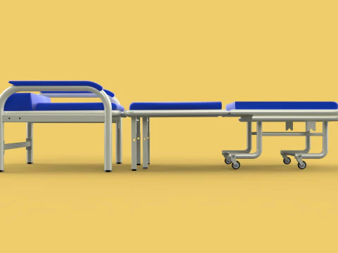 FOLDING ATTENDANT CHAIR TRANSFUSION WAITING BLOOD DONOR CUM BED 3D Model