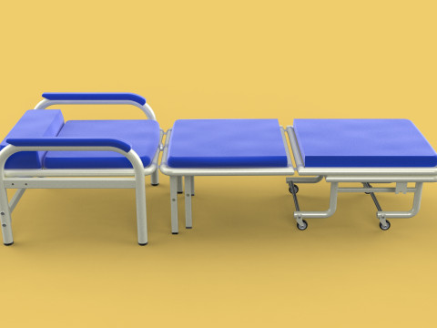 FOLDING ATTENDANT CHAIR TRANSFUSION WAITING BLOOD DONOR CUM BED 3D 모델