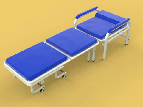 FOLDING ATTENDANT CHAIR TRANSFUSION WAITING BLOOD DONOR CUM BED 3D Model