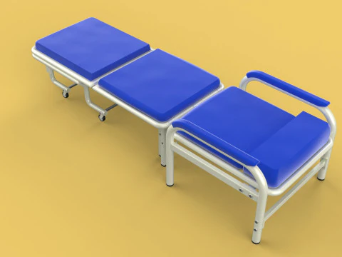 FOLDING ATTENDANT CHAIR TRANSFUSION WAITING BLOOD DONOR CUM BED 3D Model