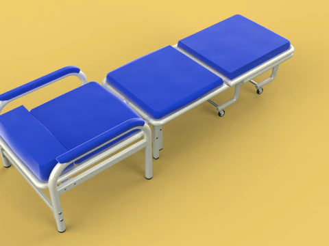 FOLDING ATTENDANT CHAIR TRANSFUSION WAITING BLOOD DONOR CUM BED 3D Model
