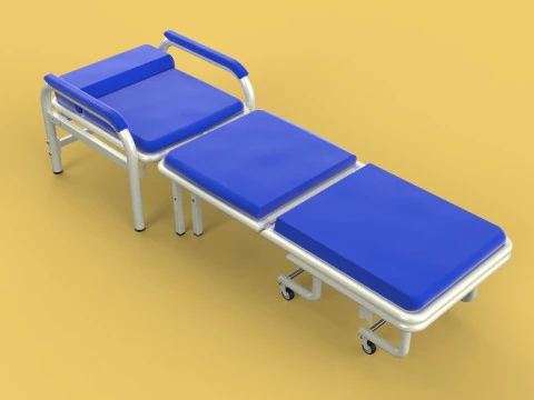 FOLDING ATTENDANT CHAIR TRANSFUSION WAITING BLOOD DONOR CUM BED 3D Model