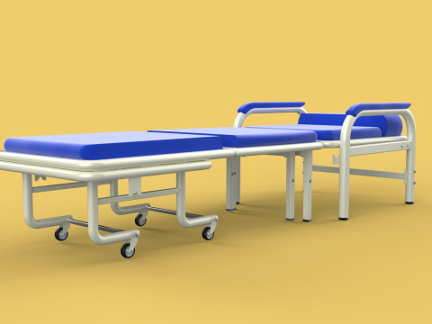 FOLDING ATTENDANT CHAIR TRANSFUSION WAITING BLOOD DONOR CUM BED 3D 모델