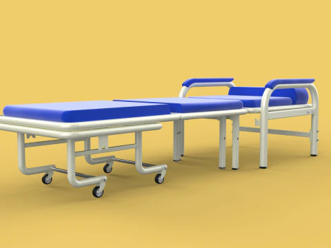 FOLDING ATTENDANT CHAIR TRANSFUSION WAITING BLOOD DONOR CUM BED 3D Model