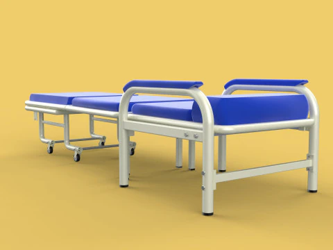 FOLDING ATTENDANT CHAIR TRANSFUSION WAITING BLOOD DONOR CUM BED 3D Model