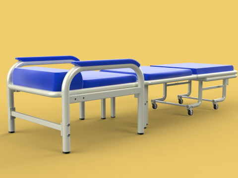 FOLDING ATTENDANT CHAIR TRANSFUSION WAITING BLOOD DONOR CUM BED 3D 모델