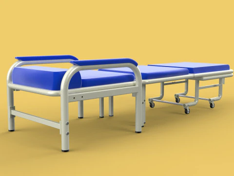 FOLDING ATTENDANT CHAIR TRANSFUSION WAITING BLOOD DONOR CUM BED 3D Model