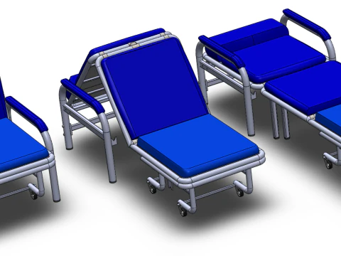 FOLDING ATTENDANT CHAIR TRANSFUSION WAITING BLOOD DONOR CUM BED 3D Model
