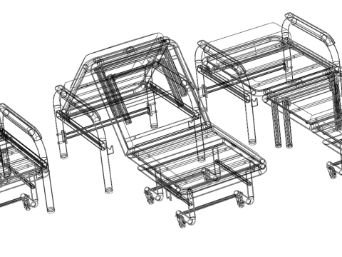 FOLDING ATTENDANT CHAIR TRANSFUSION WAITING BLOOD DONOR CUM BED 3D Model