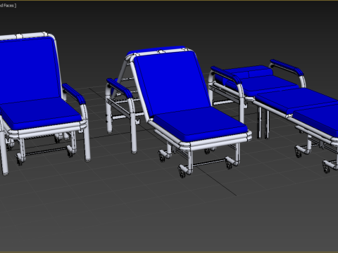 FOLDING ATTENDANT CHAIR TRANSFUSION WAITING BLOOD DONOR CUM BED 3D 모델