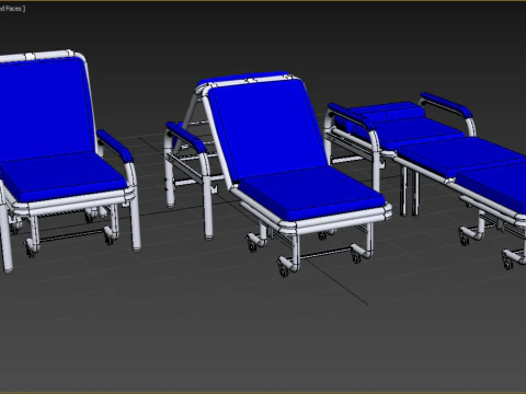 FOLDING ATTENDANT CHAIR TRANSFUSION WAITING BLOOD DONOR CUM BED 3D Model