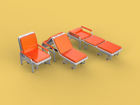 AUTOMATIC FOLDING HYDRAULIC ATTENDANT CHAIR BED WAITING HOSPITAL 3D Model