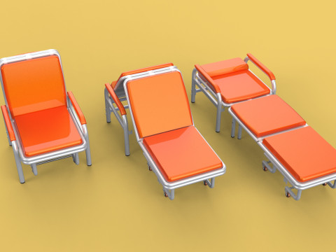 AUTOMATIC FOLDING HYDRAULIC ATTENDANT CHAIR BED WAITING HOSPITAL Modelo 3D