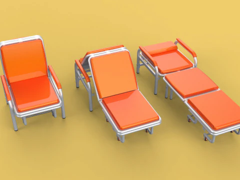 AUTOMATIC FOLDING HYDRAULIC ATTENDANT CHAIR BED WAITING HOSPITAL 3D Model