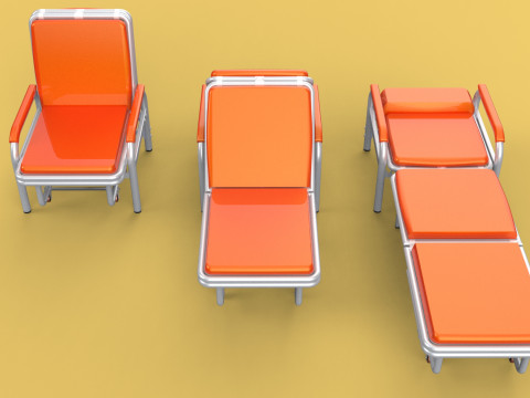 AUTOMATIC FOLDING HYDRAULIC ATTENDANT CHAIR BED WAITING HOSPITAL Modelo 3D