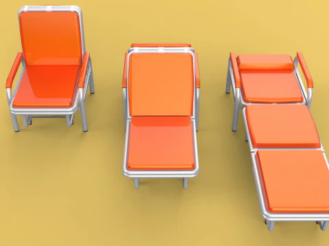 AUTOMATIC FOLDING HYDRAULIC ATTENDANT CHAIR BED WAITING HOSPITAL 3D Model