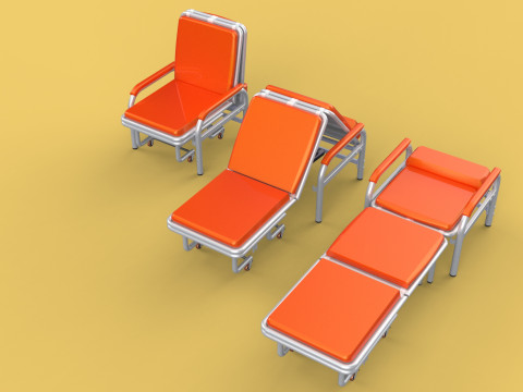 AUTOMATIC FOLDING HYDRAULIC ATTENDANT CHAIR BED WAITING HOSPITAL Modelo 3D