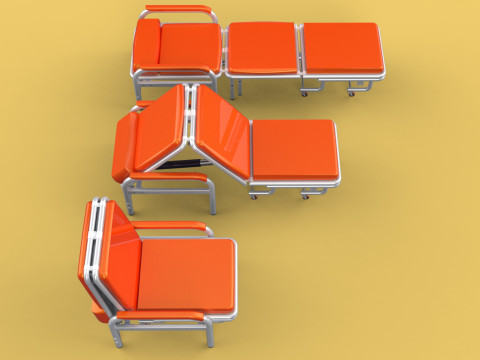 AUTOMATIC FOLDING HYDRAULIC ATTENDANT CHAIR BED WAITING HOSPITAL Modelo 3D