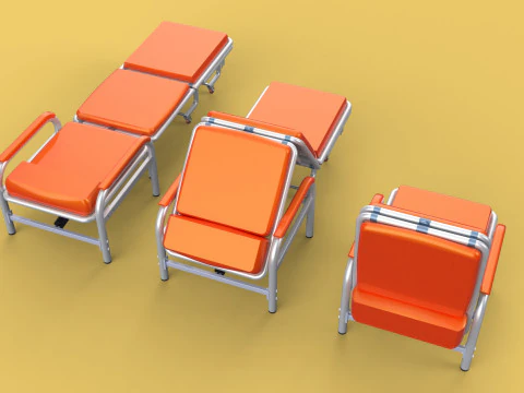 AUTOMATIC FOLDING HYDRAULIC ATTENDANT CHAIR BED WAITING HOSPITAL 3D Model
