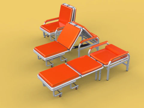 AUTOMATIC FOLDING HYDRAULIC ATTENDANT CHAIR BED WAITING HOSPITAL 3D Model