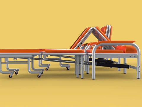 AUTOMATIC FOLDING HYDRAULIC ATTENDANT CHAIR BED WAITING HOSPITAL 3D Model