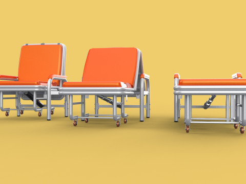 AUTOMATIC FOLDING HYDRAULIC ATTENDANT CHAIR BED WAITING HOSPITAL Modelo 3D