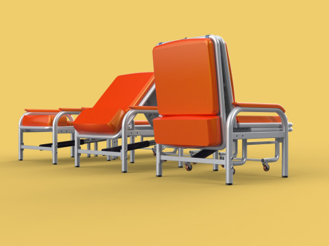 AUTOMATIC FOLDING HYDRAULIC ATTENDANT CHAIR BED WAITING HOSPITAL Modelo 3D