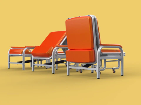 AUTOMATIC FOLDING HYDRAULIC ATTENDANT CHAIR BED WAITING HOSPITAL 3D Model