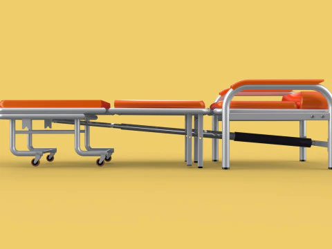 AUTOMATIC FOLDING HYDRAULIC ATTENDANT CHAIR BED WAITING HOSPITAL 3D Model