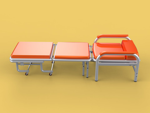AUTOMATIC FOLDING HYDRAULIC ATTENDANT CHAIR BED WAITING HOSPITAL Modelo 3D