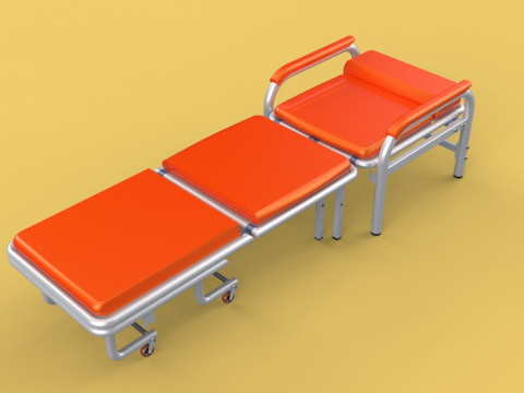 AUTOMATIC FOLDING HYDRAULIC ATTENDANT CHAIR BED WAITING HOSPITAL Modelo 3D