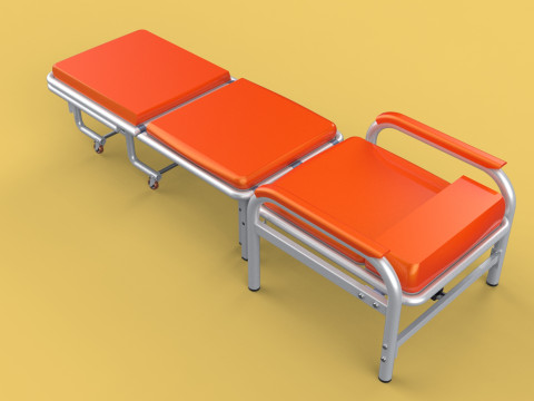 AUTOMATIC FOLDING HYDRAULIC ATTENDANT CHAIR BED WAITING HOSPITAL Modelo 3D