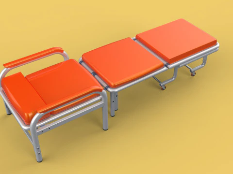 AUTOMATIC FOLDING HYDRAULIC ATTENDANT CHAIR BED WAITING HOSPITAL 3D Model